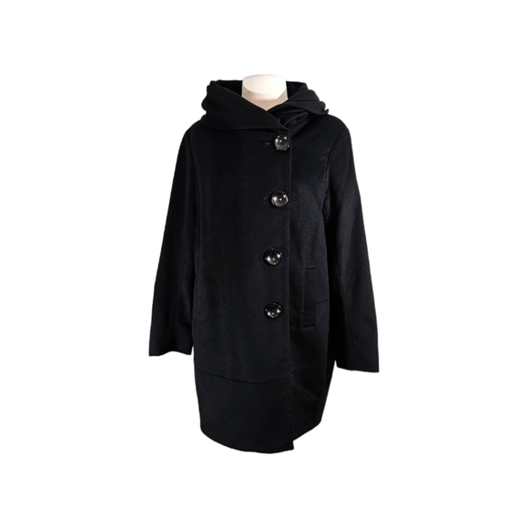 Dale Dressin Cashmere & Lambswool Black Collared Coat